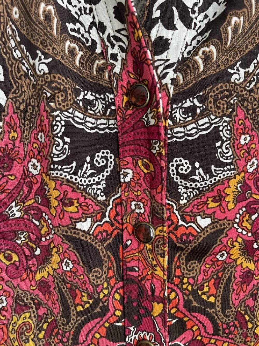 Cache Multicolor Paisley Snap Front Long Sleeve Top Y2K - Picture 5 of 7